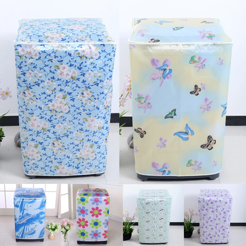 

Portable Washing Machine Cover Dust Cover Clean Waterproof Dust Cover Cute Printed Dryer Dust Cover Household Goods