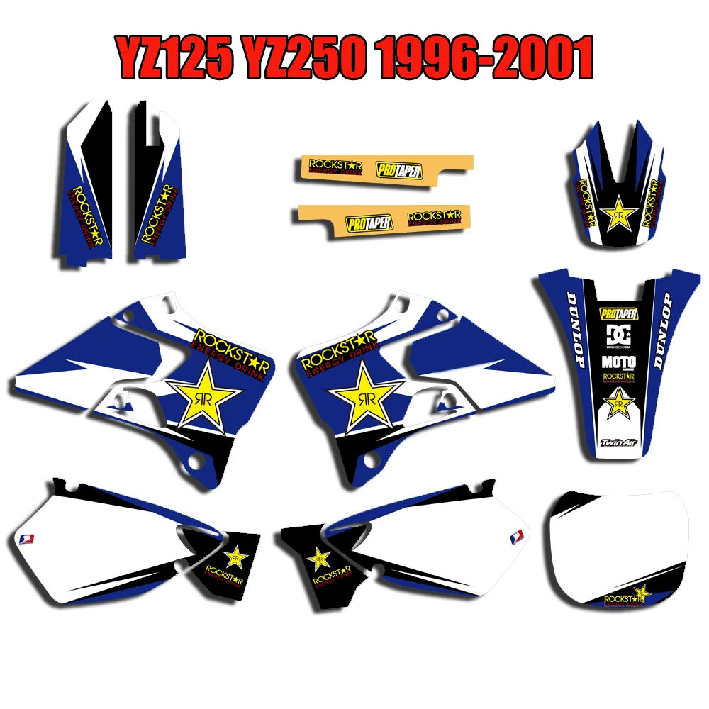 Команда Графика Фоны наклейки комплект для Yamaha YZ125 YZ250 YZ 125 250 1996- 1997 1998 1999 2010 2011 2012 2013 - Цвет: 0127