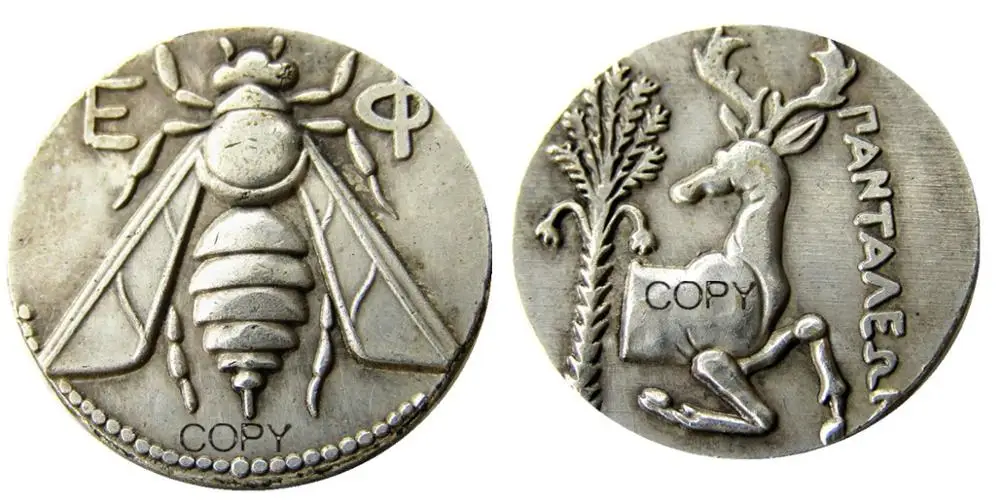 Г (45) иония. Эфеса. Ок. 350-340 BC Посеребренная копия монеты