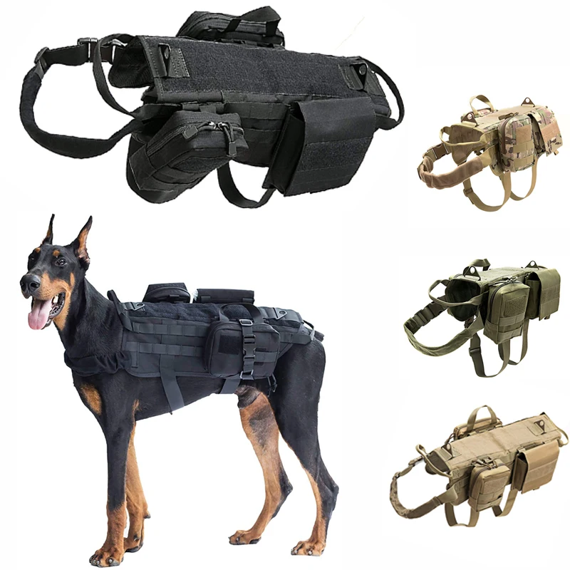 

For Tactical Service Dog Vest Outdoor Military Dog Clothes K9 Police Harness Training Hunting Molle Dog Vests with Pouches