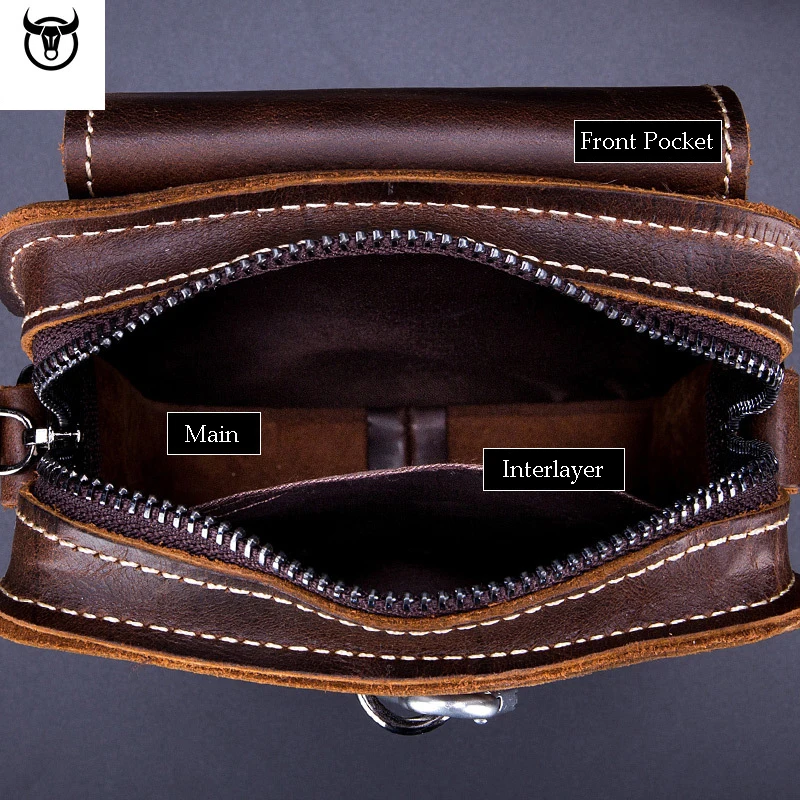 BULLCAPTAIN сумка на бедро мужская riñonera blanca tatico militar riñoneras Genuine Leather Waist Packs Men's Casual Solid Box 