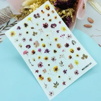 new dried flower leaf pattern nail art sticker self adhesive transfer decal 3d slider diy tips nail decoration manicure package