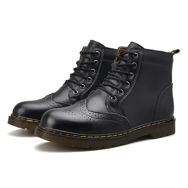 Новые кожаные мужские ботинки на весну осень и зиму обувь для снега лодыжке