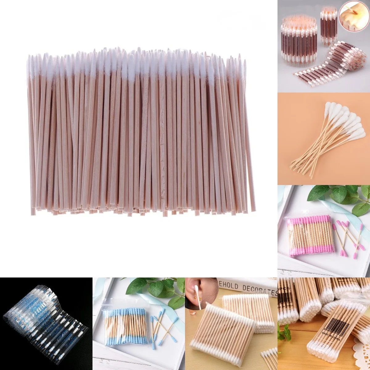 

Disposable Double Head Cotton Swab Bamboo Sticks Cotton Swab Buds Cotton For Beauty Makeup Nose Ears Cleaning
