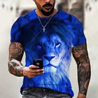 Футболка мужская с 3d-рисунком льва, Модный повседневный топ с круглым вырезом и коротким рукавом, уличная одежда, лето