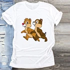 Футболка женская с принтом чипа и Дейла, смешная Свободная рубашка с круглым вырезом, Топ в стиле Харадзюку, с графическим принтом, на лето