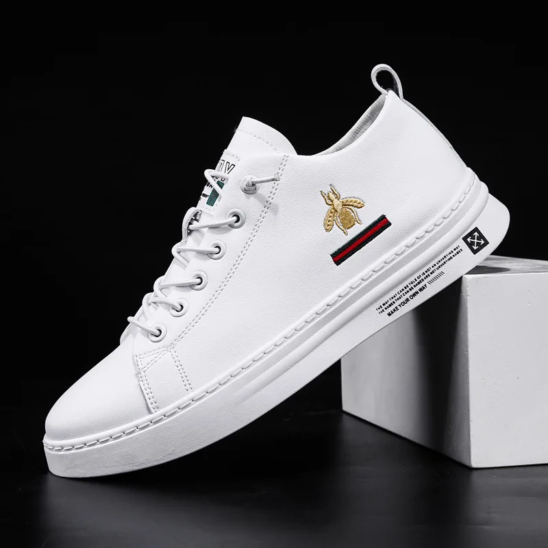 

Мужские повседневные кожаные туфли на плоской подошве, дышащие кроссовки с низким берцем, на шнуровке, модные кроссовки, 2021