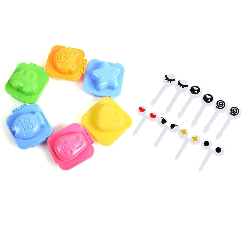 

16 шт. кухонная утварь, мини-вилка для фруктов с глазами, многоразовые аксессуары, кухонные аксессуары с вареным яйцом, суши Ri