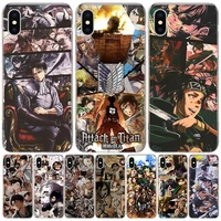 hot attack on titan manga phone for apple iphone 13 pro max 11 12 mini case x xs xr 8 plus 7 6 6s se 2020 5 5s cover shell coque