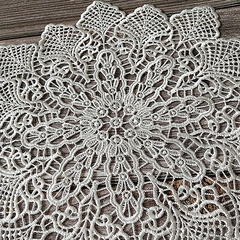 Горячая белая кружевная круглая вышивка коврик для стола Рождественская