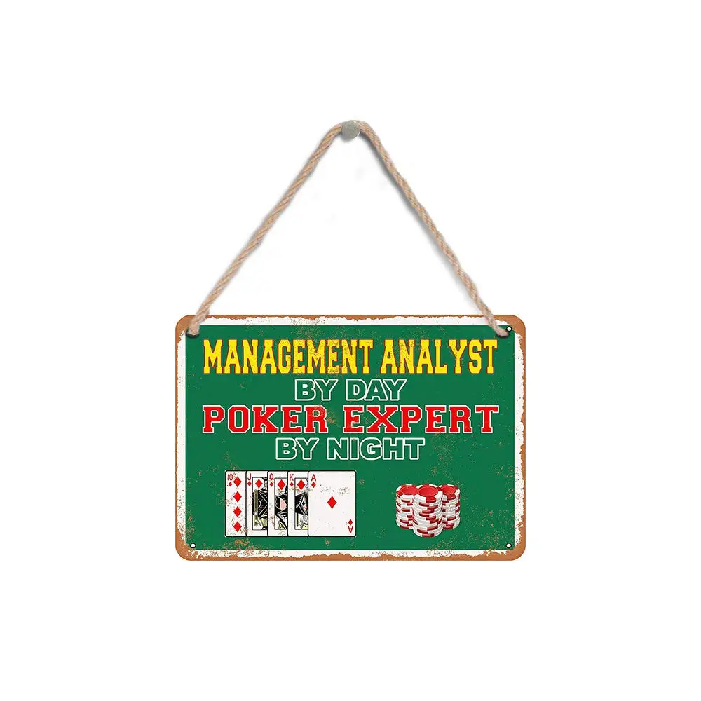 

Isaric деревянный подвесной знак 8X12 дюймов управление аналитиком по дню, эксперт по покеру по ночам деревянный знак