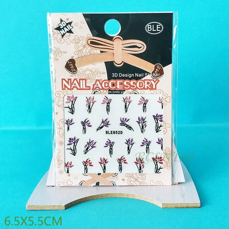 3D наклейки для ногтей все украшения слайдеры наклейка с розовой бабочкой дизайна