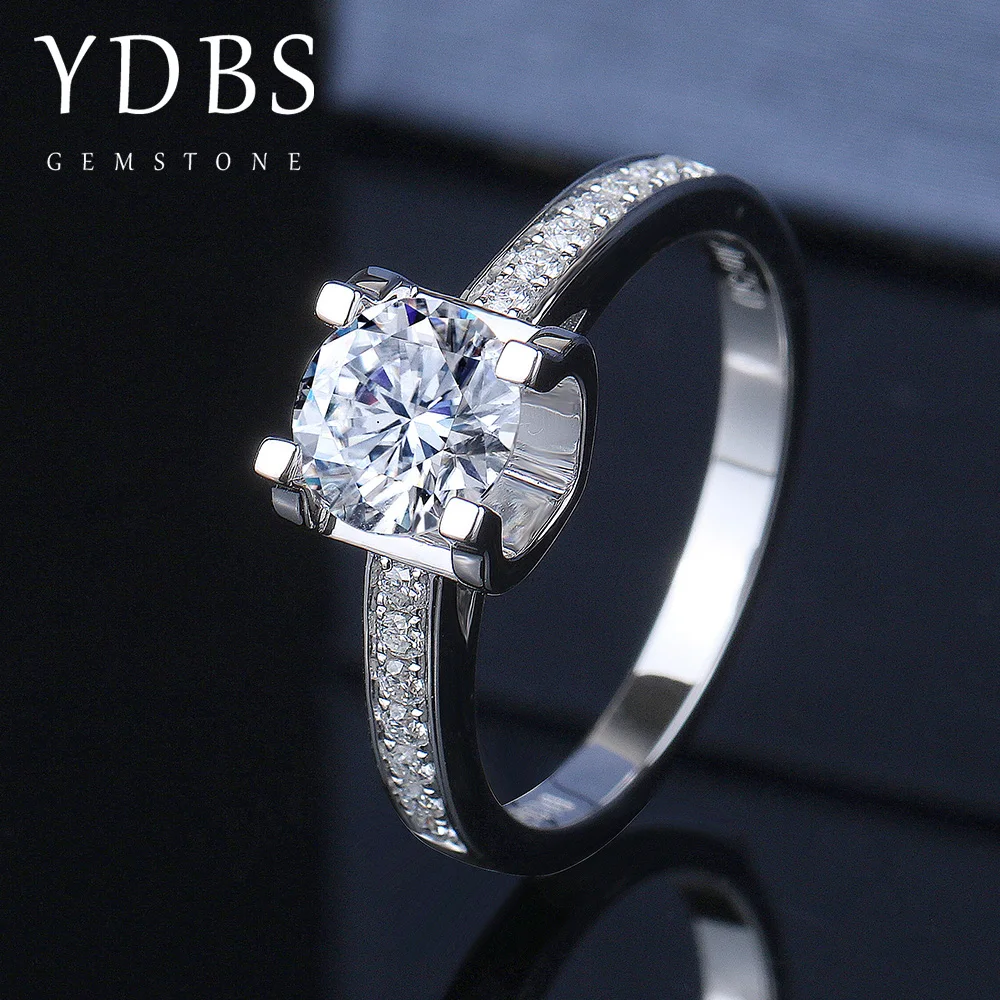 

Оригинальное ослепительное женское кольцо YDBS, круглое кольцо из белого золота 6,5 мм, 1 карат, 10 к, 14 к, 18 К, полная вечность
