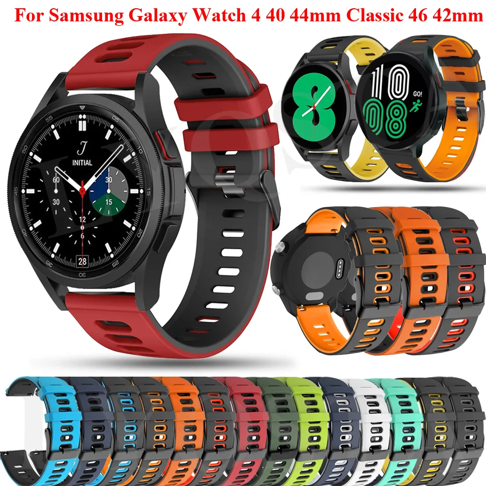 Ремешок для браслета 20 22 мм силиконовый браслет Samsung Galaxy Watch4 40 44/Classic 42 46 Forerunner245 645
