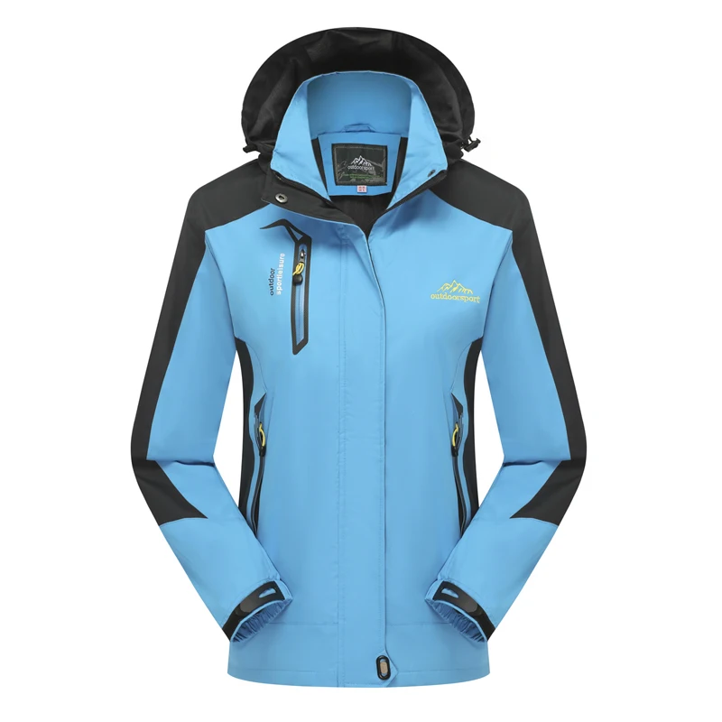 Mountainskin 5XL мужские куртки водонепроницаемые весенние пальто с капюшоном для мужчин и женщин верхняя одежда армейская однотонная Повседневная брендовая мужская одежда, SA153 - Цвет: Women Blue