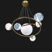 nordic galaxy orbit chandelier golden ring for kitchen bedroom bedside pendant lamps home design decoration interior lighting