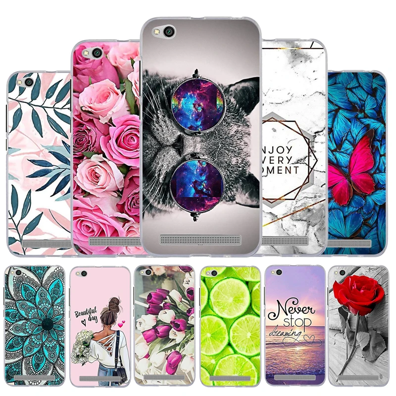 Phone Case For Xiaomi Redmi 5A Cover Silicone Soft TPU Cases Xiomi 5 A Redmi5a Cute Anime Cat Flower Bumper | Мобильные телефоны и