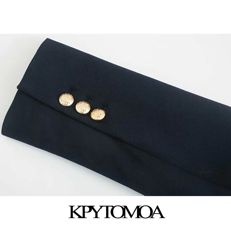 KPYTOMOA Women Fashion With Metal Buttons Blazers Coat Vintage Long Sleeve Back Vents Female Outerwear Chic Tops | Женская одежда