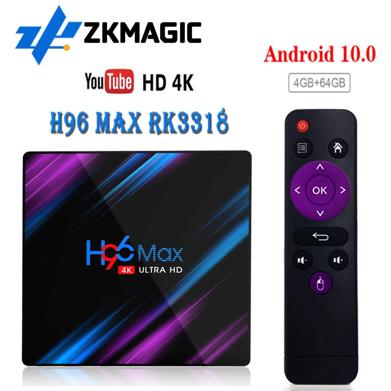 

ТВ-приставка H96 MAX, Android 10, 2,4G/5G, Wi-Fi, 4K, 1080P, BT, 4.0, Smart TV Box, Android 10,0, 4 Гб, 32 ГБ, 64 ГБ, H96MAX RK3318, быстрая приставка