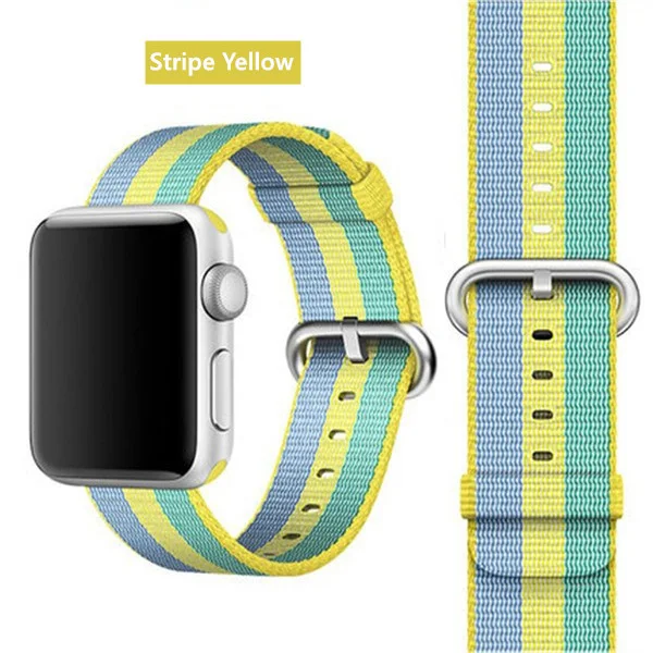 Stripe Yellow 17 Ремешок EIMO Nato для apple watch, ремешок 44 мм, 40 мм, apple watch 5, 4, 3, 2, iwatch, ремешок 42 мм, 38 мм, плетеный нейлоновый браслет correa, ремешок для часов - Цвет ремешка: Stripe Yellow 17