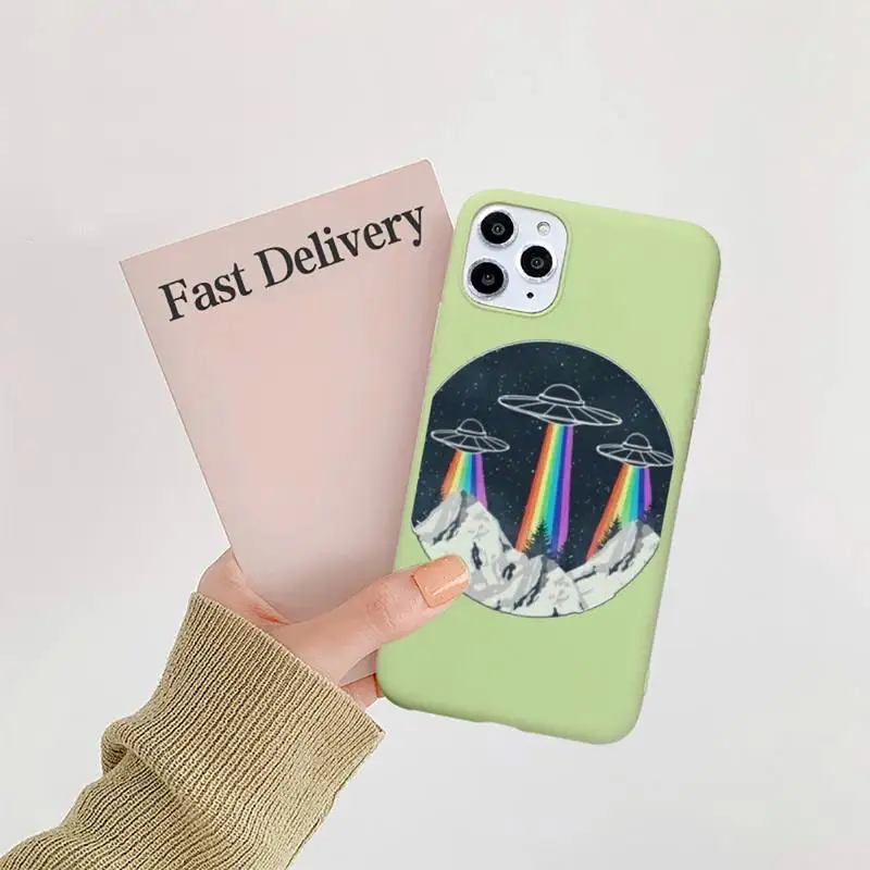 

Cute Cartoon Astronaut Moon Phone Case Candy Color Green for iPhone 11 12 pro XS MAX 8 7 6 6S Plus X SE 2020 XR