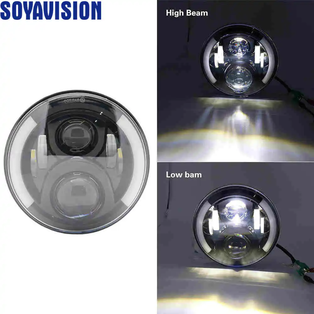 7 ''круглый мотоцикл Проектор мотор светодиодный головной светильник Halo &amp