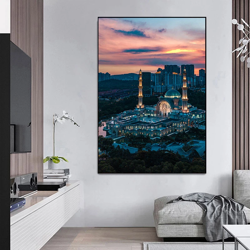 

Lslamic Mecca Mosque Landscape Posters and Prints Canvas Paintings Wall Art Picture Painting Art for Living Room Home Decor