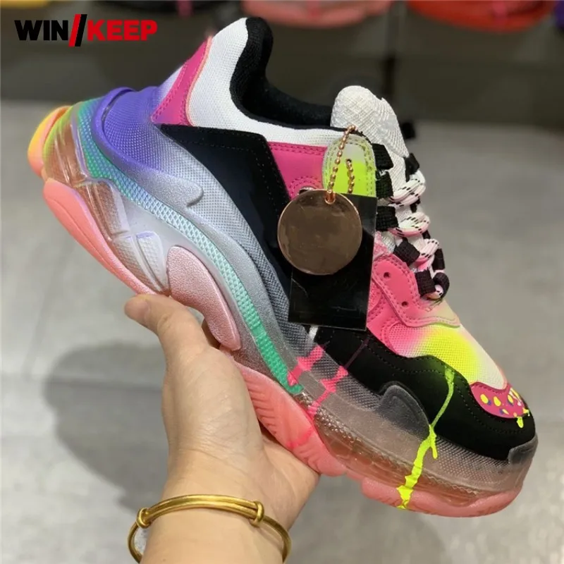 

Brand Women Platform Sport Shoes Street Lace Up Graffiti Hip Hop Shoes Breathable Mesh Patchwork Jogging Shoes Trainers Female