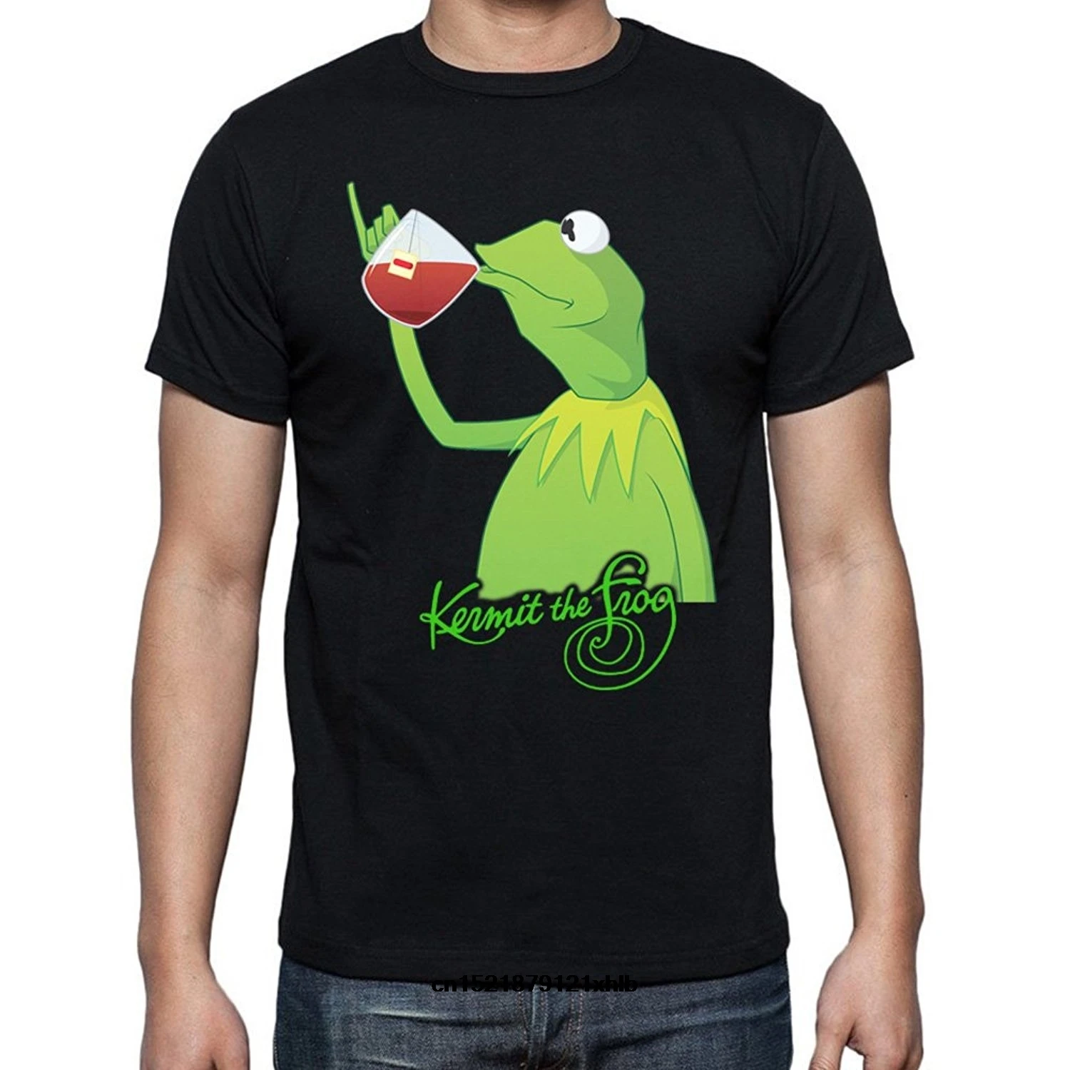 Мужская футболка Kermit The Frog Drink Tea for с коротким рукавом персонализированная