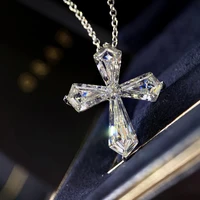 fashion silver color necklaces jewelry for women wedding fashion cross cz crystal zircon pendant necklace christmas gifts