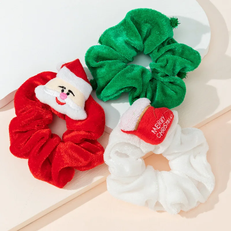

Christmas Hair Scrunchies Elastic Hair Bands For Girls Christmas Ponytail Holders Christmas Velvet Women Hair Accessories Gifts