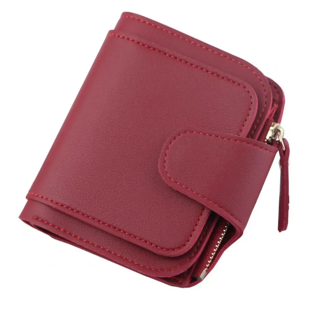 

Wallet Zipper Multi Slots Solid Color Blocking Luxury Card Holder Organizer for Women