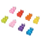 Симпатичные Подвески в виде мармеладных медведей с плоской задней поверхностью из смолы, подвески для ожерелья, сережек, подвески для украшения DIY, 1*1,7 см, 10 шт.