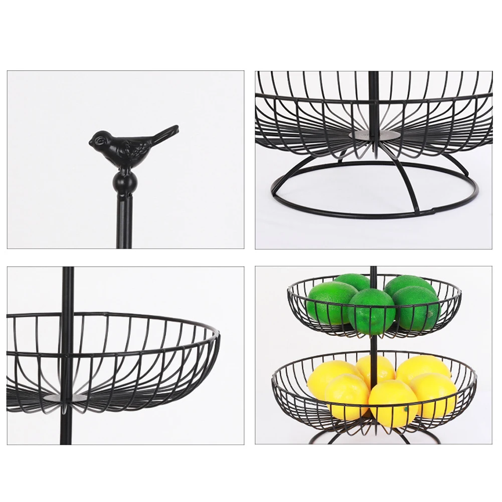 

3 Tier Simple Round Metal Fruit Plate Mesh Fruit Tray Stand Desktop Food Server Display Stand Fruit Snack Candy Shelves