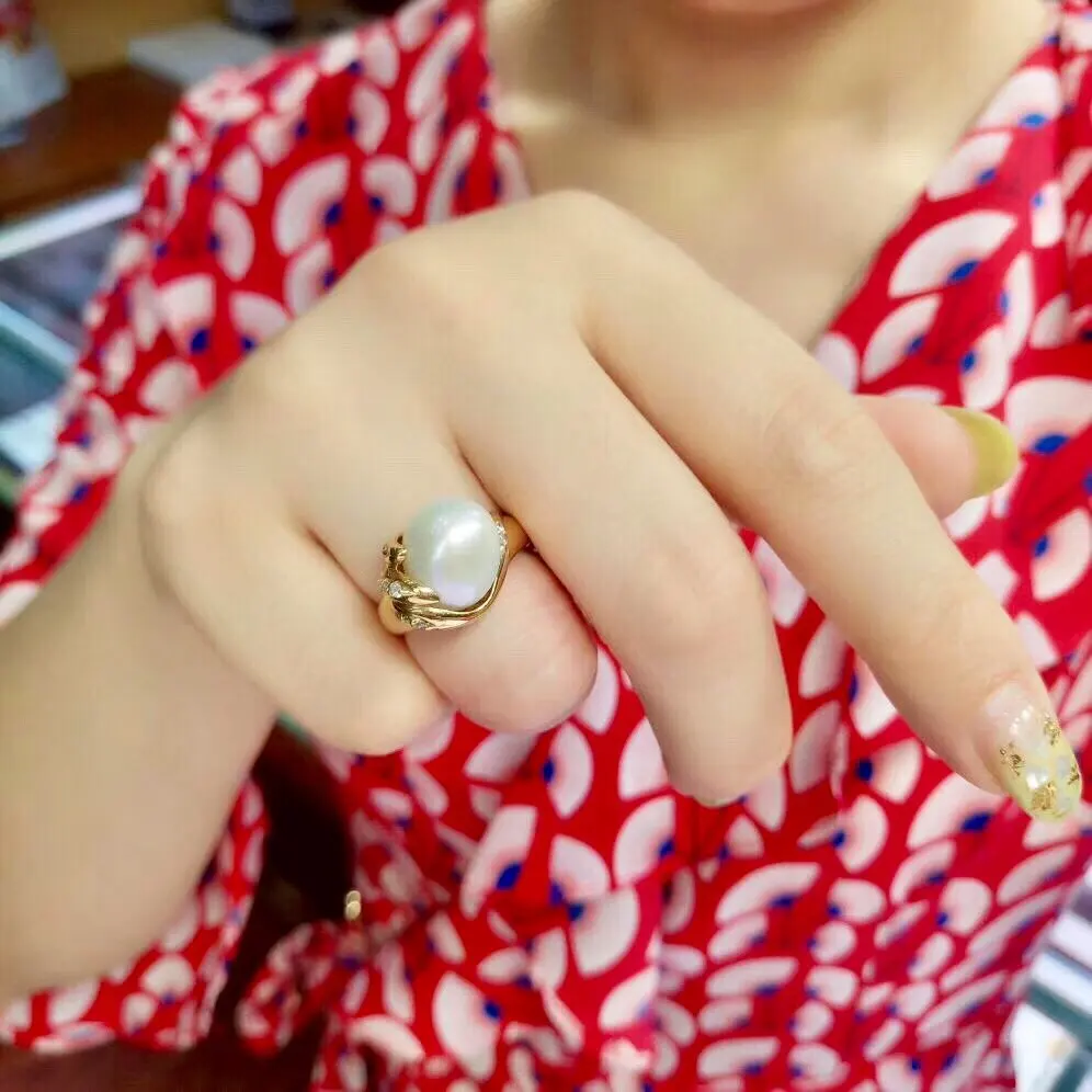 Кольцо женское из желтого золота 18 карат 100% натуральные бриллианты и японский