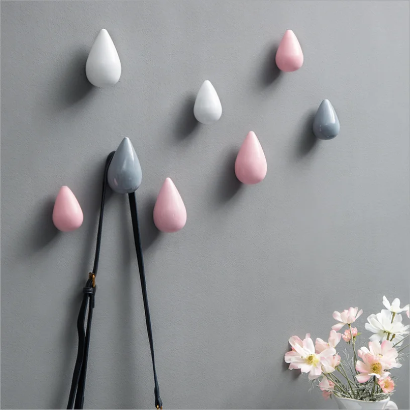 

Water Drop Shaped Wall Hook for Door Back Wall Hooks Wood Key Hanger Holder Decorative Hooks Handbag Hat Clothes Wooden Hook