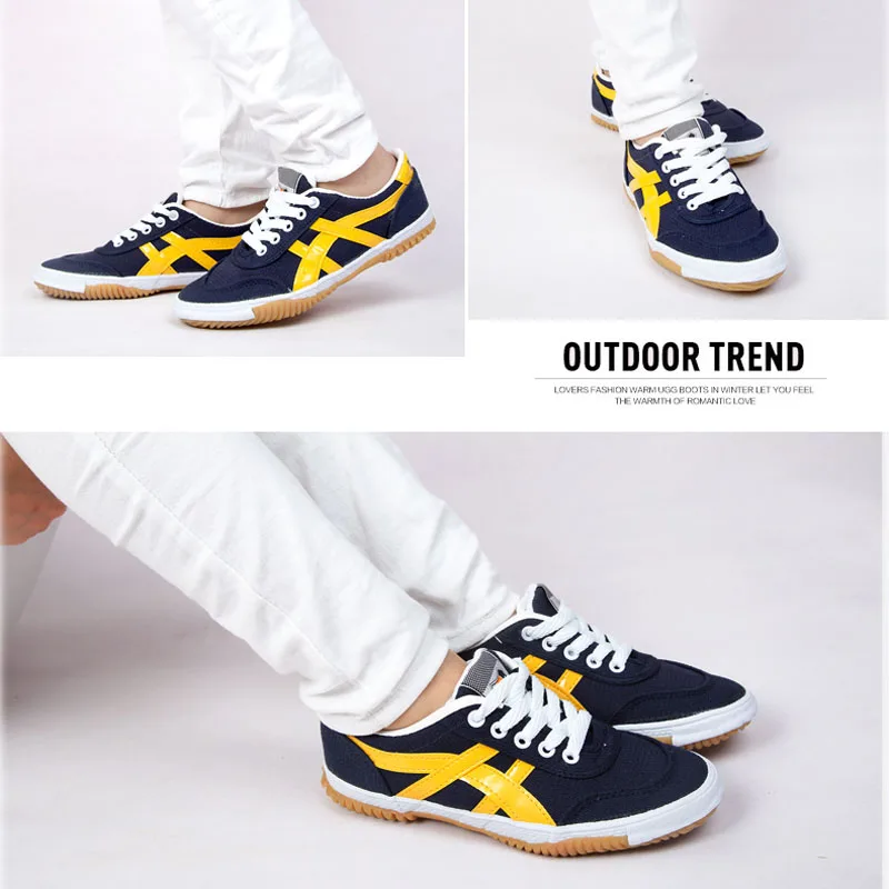 Blue Flat Warrior Shoes Canvas Breathable Sneakers Slippers Taichi Kung Fu Martial Art Walking Taekwondo Footwear Sports Stylish