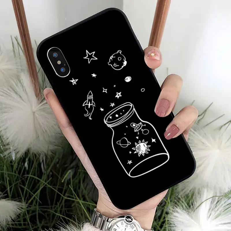 Black White Moon Stars Space Astronaut Phone Case For iPhone 12 Mini 11 Pro XS Max X XR 7 8 Plus | Мобильные телефоны и