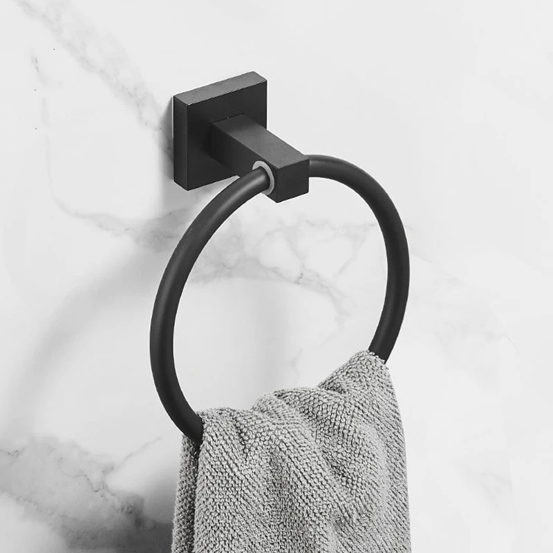 

54CM Bathroom Towel Rack Hair Dryer Rack Clothes Hanger Paper Toilet Brush Holder Space Aluminum Matte Black Bathroom Accessory