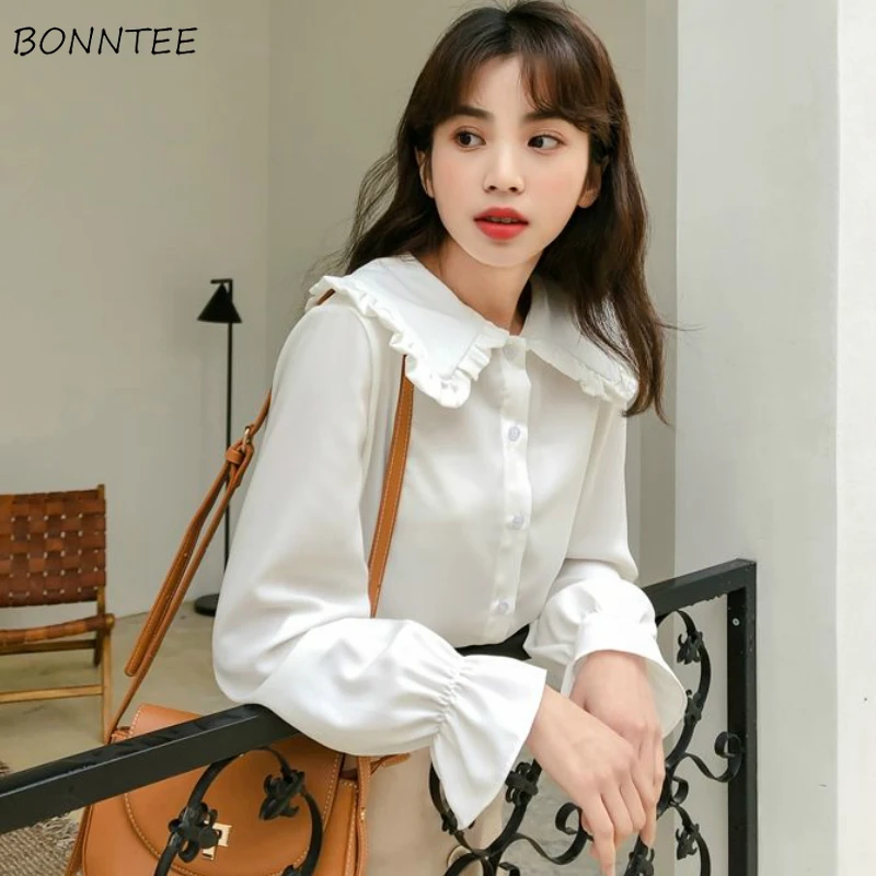 Shirts Women Pure Fresh Simple Leisure Popular Sweet Girls Spring New Arrival Kawaii Blouses Holiday Female Clothes Preppy Style