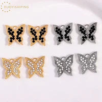 10pcslot shiny rhinestone butterfly charms gold silver color animal pendant for diy jewelry making necklace earring accessories