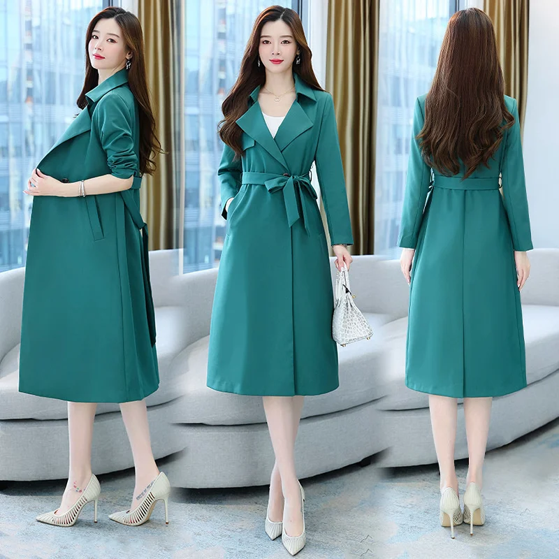 

Женская ветровка, новинка весны 2022, модное зарубежное темпераментное пальто, стильное пальто средней и длинной длины, элегантное молодежно...