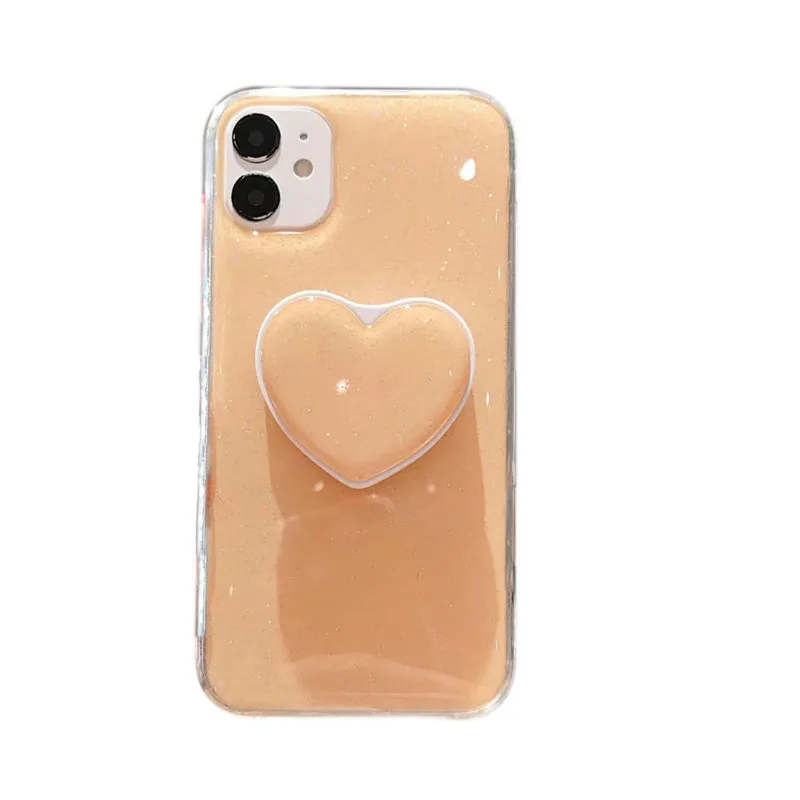 

Painted Epoxy Love Heart Stand Phone Case for iPhone11 12Pro Max mini X XR XS XSMax 8 7 6PluS anti-drop protective back cover