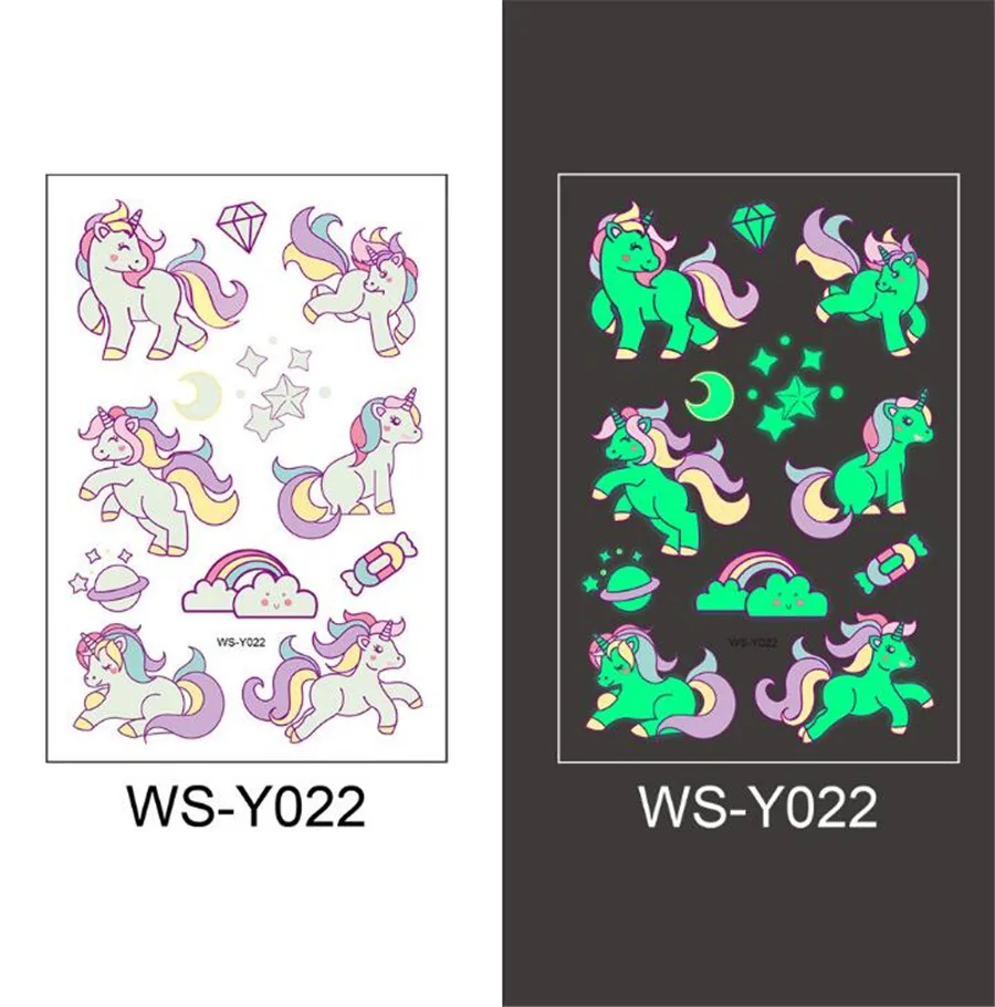 Tattoo Stickers Luminous Child Kid Temporary Fake Tattoos Glow Paste on Face Arm Leg for Children Body Art Funny ermaid Sticker