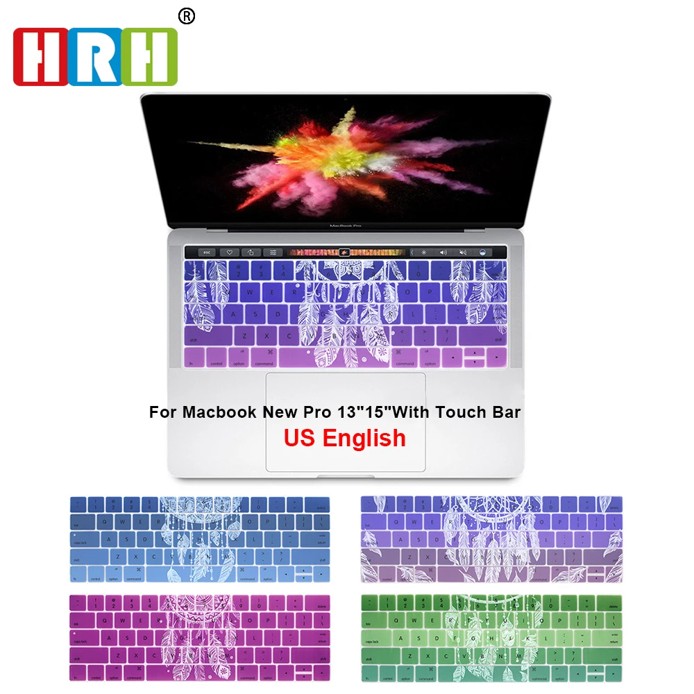 Силиконовая Радужная клавиатура HRH Ловец снов чехол с клавиатурой для Macbook New Pro 13