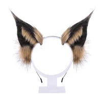lovely faux fur wolf ears headband realistic furry fluffy animal hair hoop lolita anime masquerade cosplay costume