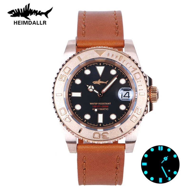 

Heimdallr Bronze Diving Watch Men Automatic 3C Luminous Dial Sapphire Crystal Bezel with Pattern Mechanical 300M Water Resistant