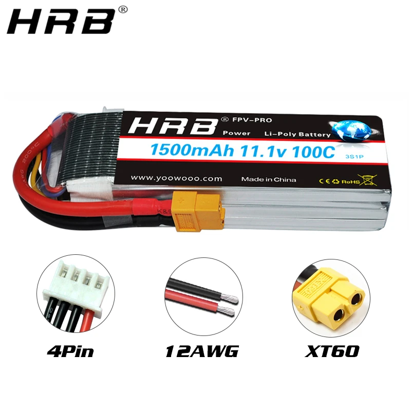 hrb 1500mah lipo батарея 74 v 111 v 148 v 185 v 222 v xt60 deans t plug 1s 2s 3s 4s 5s 6s 100c rc fpv drone