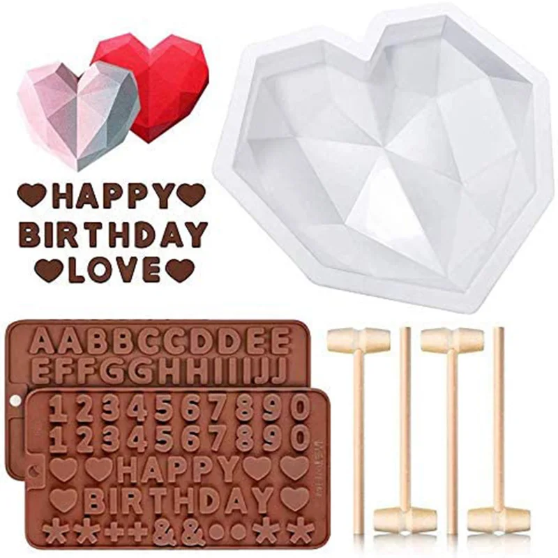 

Силиконовая форма для торта в форме сердца, 3D формы для выпечки шоколада, форма для конфет, губка для выпечки, шифоновый мусс, десерт, украшен...