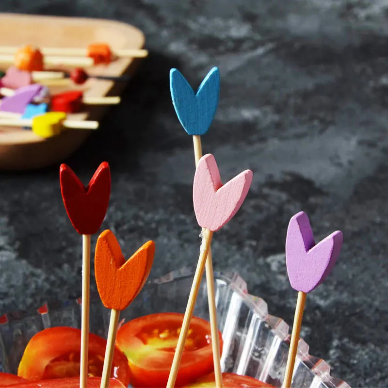 100 шт. 12 см палочки для фруктов и коктейлей различные стили бамбук/ПВХ буфет